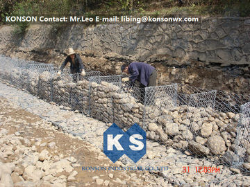 Galvanized Hexagonal Wire Mesh Gabion Basket Defending Rock For Seaport Project