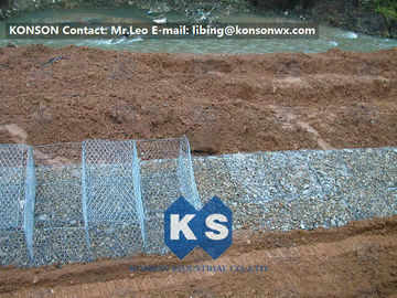 Stainless Steel Galvanized Hexagonal Wire Mesh Gabion Boxes , 0.5mm Thick PVC Coated