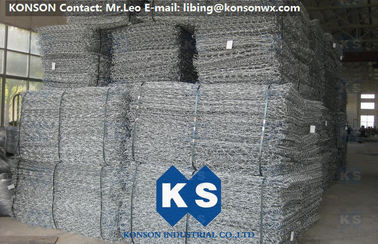 Custom Galvanized Iron Wire Gabion Mattress , Hexagonal Wire Mesh Gabion Basket